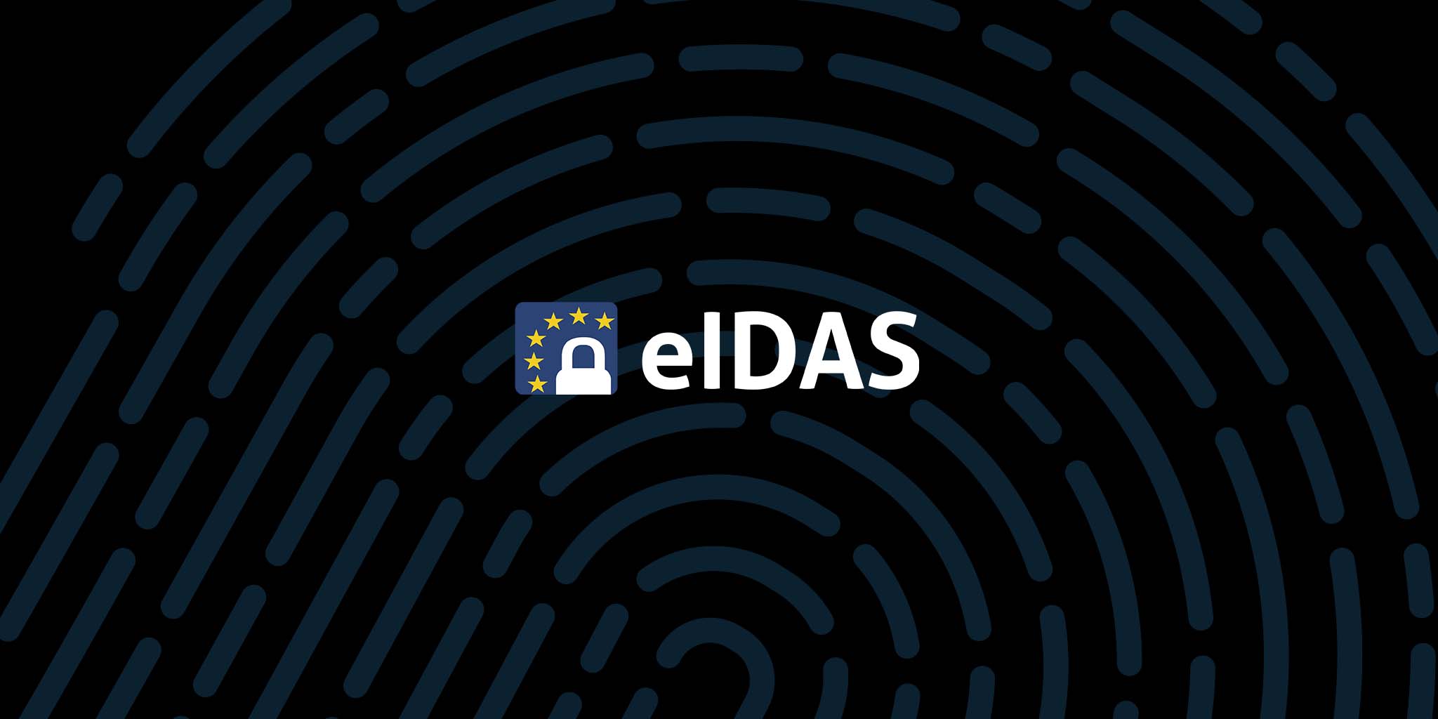 eIDAS logotyp mot en mönstrad svart bakgrund