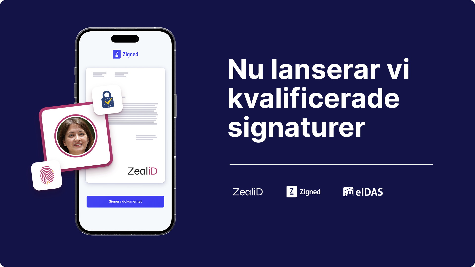 En realistisk illustration av en telefon och ett signeringsrum på Zigned